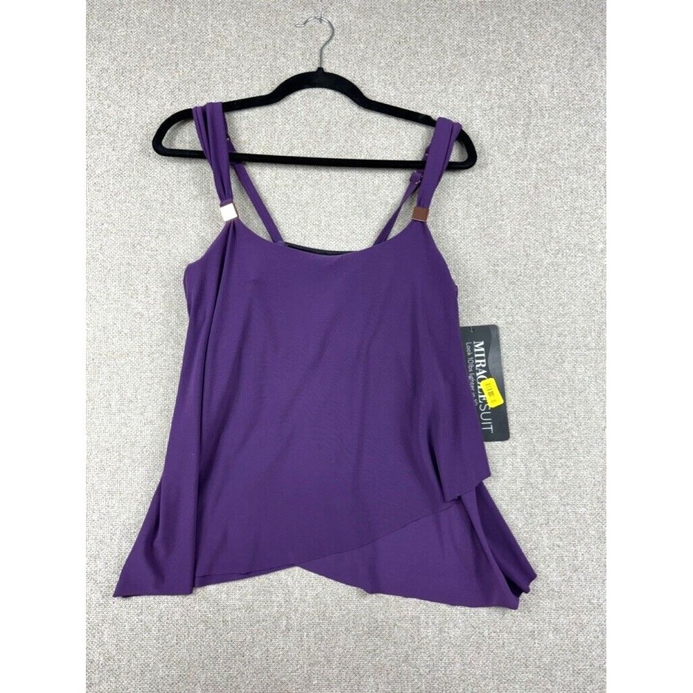 Miraclesuit Tankini Top Size 8 Purple Razzle Dazzle Underwire Swim Top NWT